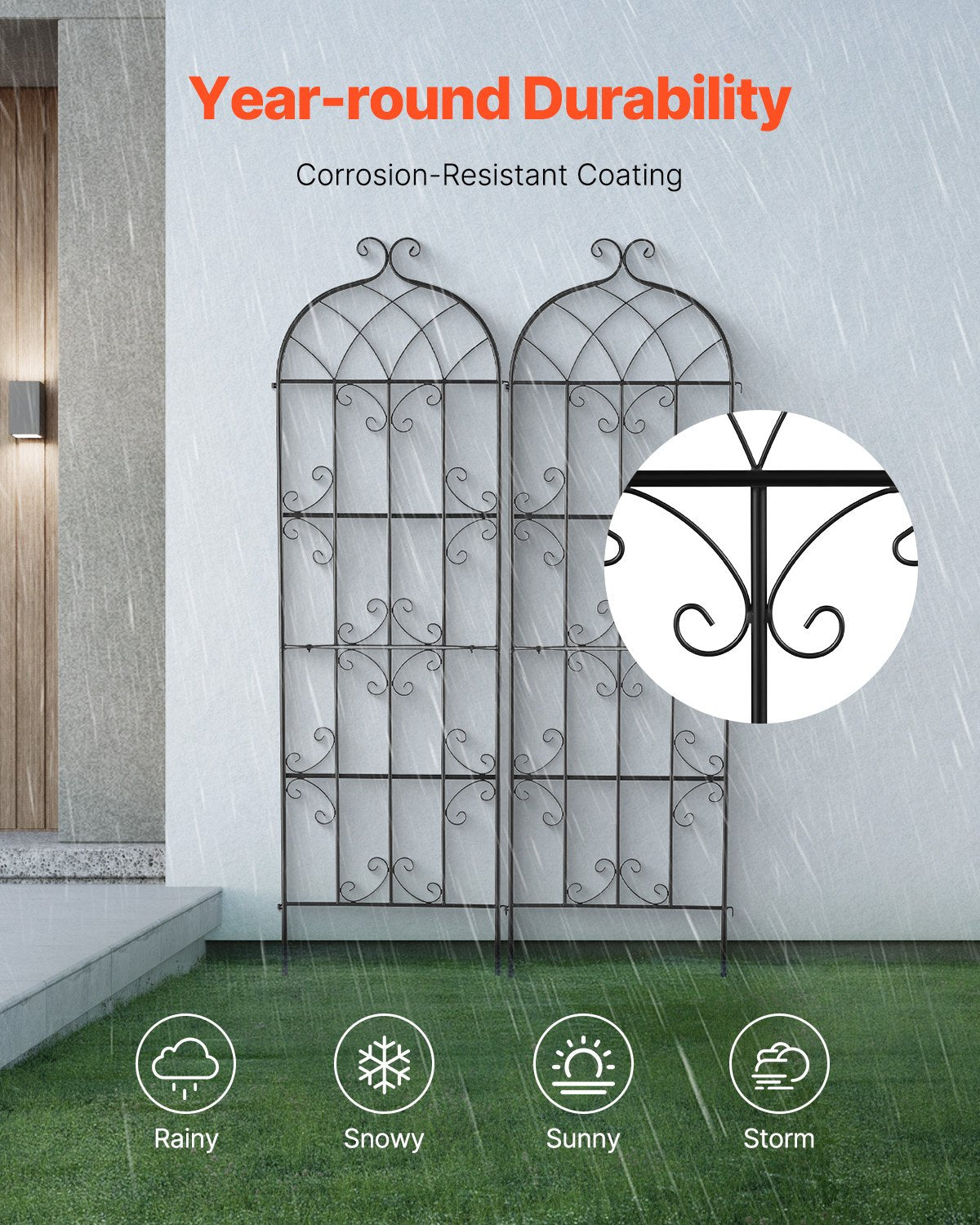 Trädgårdsspaljé för klätterväxter, 71 x 20 tum, 2-pack rostfritt metallspaljé för trädgårdsblommor, stöd för klätterrosor och gurkor, dekorativt klematisspaljé för gårdar och gräsmattor