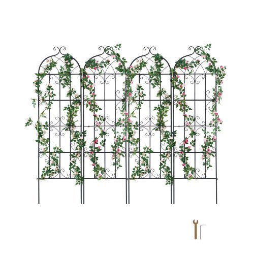 Trädgårdsspaljé för klätterväxter, 71 x 20 tum, 4-pack rostfritt metallspaljé för trädgårdsblommor, stöd för klätterrosor och gurkor, dekorativt klematisspaljé för gårdar och gräsmattor