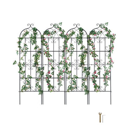 Trädgårdsspaljé för klätterväxter, 71 x 20 tum, 4-pack rostfritt metallspaljé för trädgårdsblommor, stöd för klätterrosor och gurkor, dekorativt klematisspaljé för gårdar och gräsmattor
