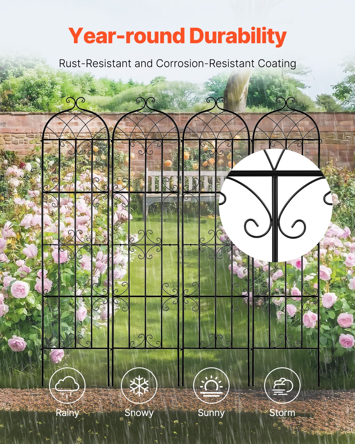 Trädgårdsspaljé för klätterväxter, 87 x 20 tum, 4-pack rostfritt metallspaljé för trädgårdsblommor, stöd för klätterrosor och gurkor, dekorativt klematisspaljé för gårdar och gräsmattor