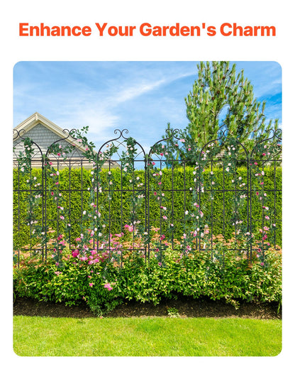 Trädgårdsspaljé för klätterväxter, 71 x 20 tum, 6-pack rostfritt metallspaljé för trädgårdsblommor, stöd för klätterrosor och gurkor, dekorativt klematisspaljé för gårdar och gräsmattor