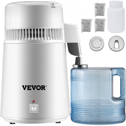 BuoQua Pure Water Distiller 4L Stainless Steel Inner Water Distillation 750W Water Purifier Filter Water Distillers Machine with Collection Bottle for Offices Homes