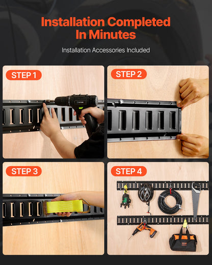 E-spårsräckessats, 1,5 m stålräcken, 4-pack, säkra last och tunga laster upp till 900 kg, kraftiga E-spårsräcken med skruvar för garage, skåpbilar, släpvagnar, motorcykelförankringar, ATV-fästen