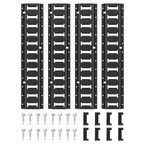 E-spårsräckessats, 60 cm stålräcken, 4-pack, säkra last och tunga laster upp till 900 kg, kraftiga E-spårsräcken med skruvar för garage, skåpbilar, släpvagnar, motorcykelförankringar, ATV-fästen