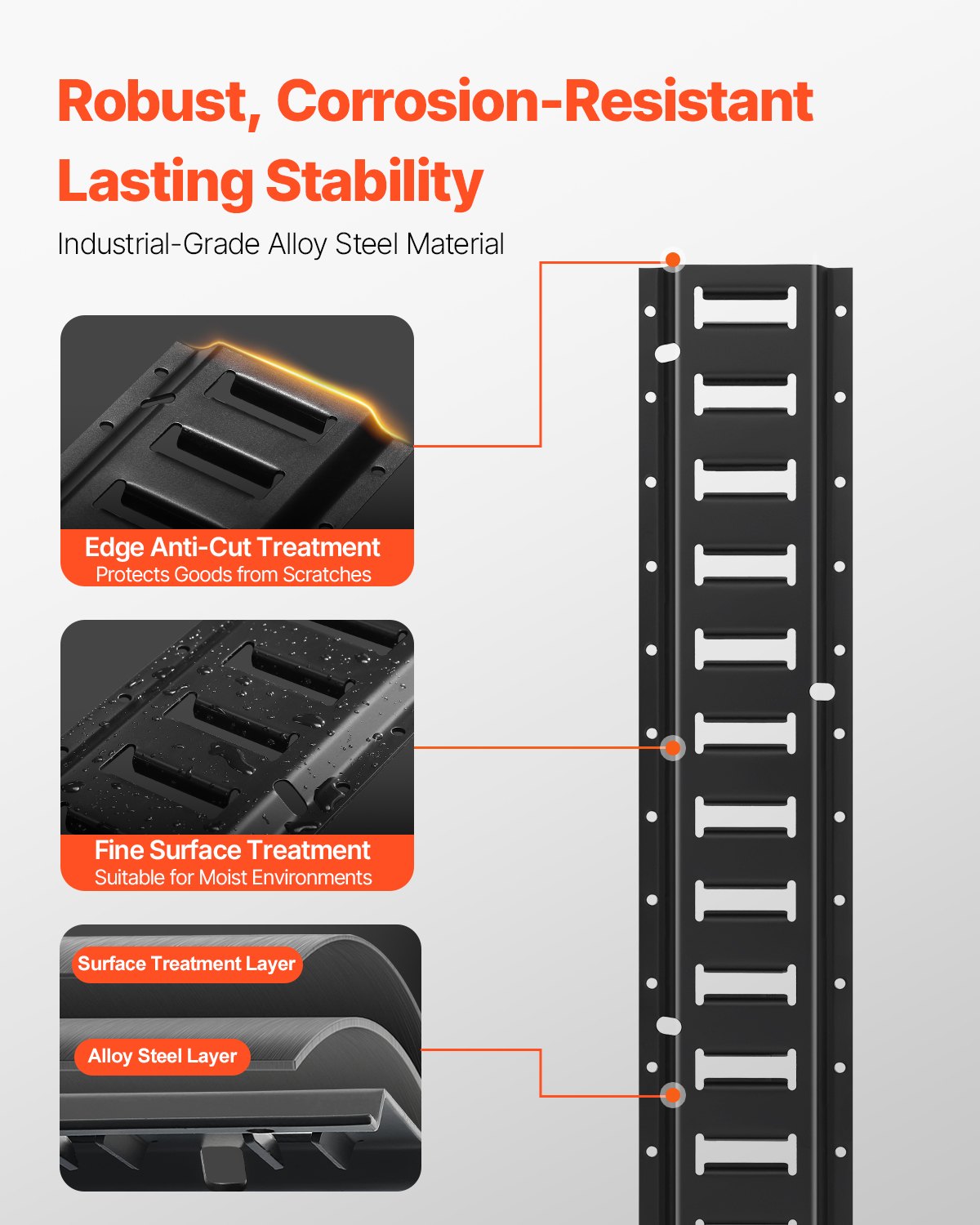 E-spårsräckessats, 60 cm stålräcken, 4-pack, säkra last och tunga laster upp till 900 kg, kraftiga E-spårsräcken med skruvar för garage, skåpbilar, släpvagnar, motorcykelförankringar, ATV-fästen