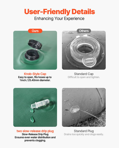 Trädbevattningsringar, 4 st. 20 gallons trädbevattningspåsar, 6-9 timmars långsam frisättning, påfyllningsbara planteringsvattenpåsar, vattenbesparande, kraftigt bevattningssystem för droppbevattning av buskträdrötter