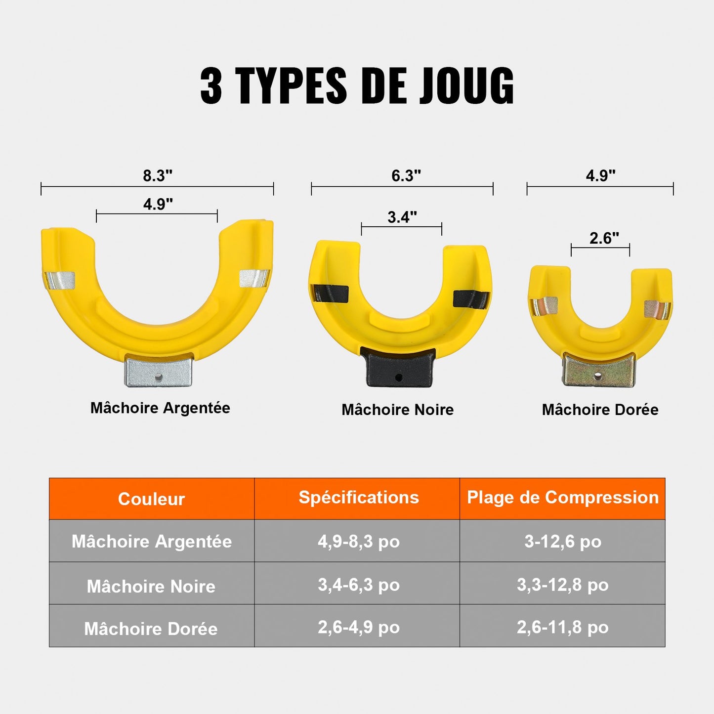Fjäderbenskompressorsats, Macpherson fjäderbenskompressorsats, utbytbart gaffelfjäderbensspoleavdragare, med gul skyddshylsa och bärväska