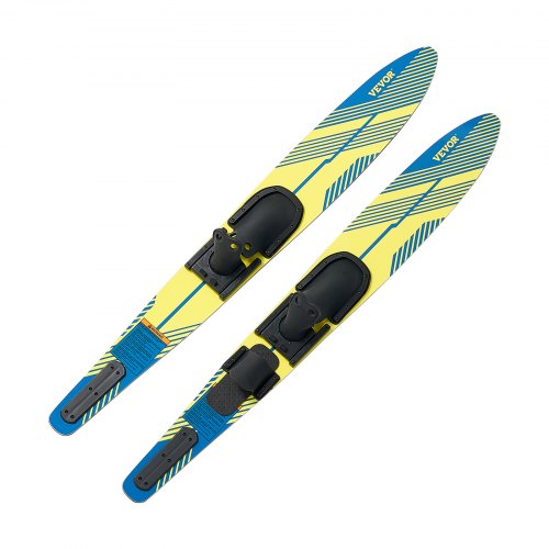 Water Skis 150 cm / 59 inch, Water Ski with X-7 Adjustable Horseshoe Bindings & Padded Rear Toe Plate, High-gloss UV Coating Waterskis Combo for Adults Up to 136 kg