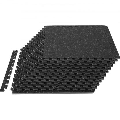 12 st 1/2 tum tjocka gymmattor, 24" x 24" EVA-skum och gummiöverdel med sammankopplade träningsmattor med 48 kvm täckning, vattentäta träningsmattor för pussel för gym, hem, garage, källare