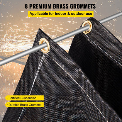 Brandfiltar, 2-pack svetsfiltar, 15 x 25 cm brandsläckningsfilt, 380 °C flamskyddsfilt, svarta brandfiltar, brandskyddsfilt i glasfiber med 8 mässingshylsor