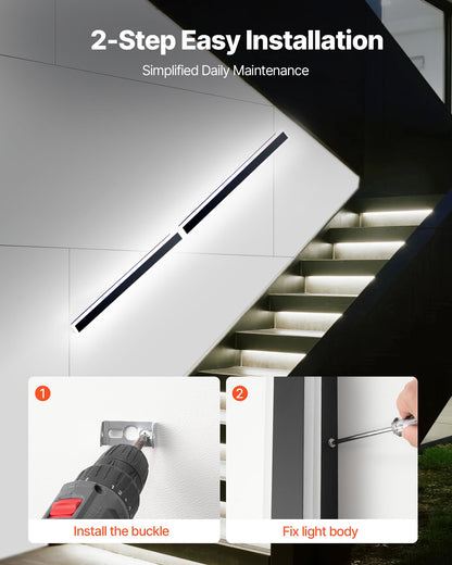 Utomhusvägglampor, 2-pack, 1000 mm långa RGB moderna vägglampor för utomhusbruk, 2700K-6000K, IP65 vattentät rostskyddsklass, dimbar utomhusbelysning för väggmontering, för veranda, garage