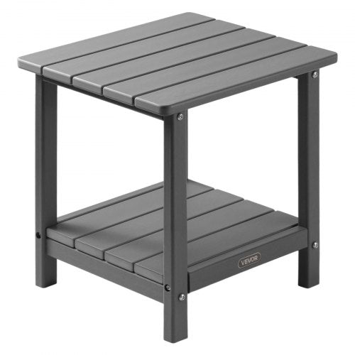 Sidobord för utomhusbruk, 450B x ​​380D x 440H mm, Dubbelskiktat HDPE-sidobord för enkelt underhåll, Tål tufft väder, Lämplig för uteplats, pool, strand, veranda, inomhus, bakgård, Grå