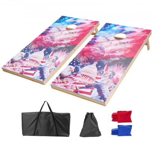 Cornhole-set, 4x2 fot Cornhole-spelbrädor, bärbar kastabräda i massivt trä, inomhus- och utomhusspel för vuxna, inkluderar 8 säckar och bärväska, för trädgården, bakgården, stranden, camping