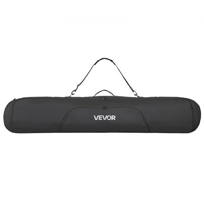 Snowboardväska, upp till 165 cm, vadderad skid- och snowboardväska för flygresor, 600D vattentät oxfordväv, med justerbara innerremmar, för skidstavar, skyddsglasögon, handskar, hjälm, stövlar (svart)