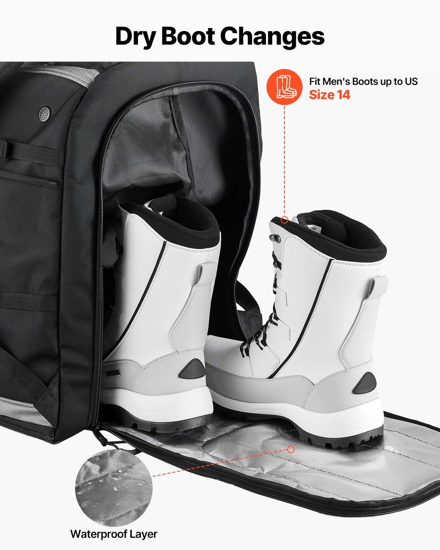 Pjäxväska Snowboardpjäxor Reseryggsäck 55L Vattentät Oxford Svart