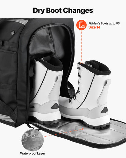 Pjäxväska Snowboardpjäxor Reseryggsäck 55L Vattentät Oxford Svart