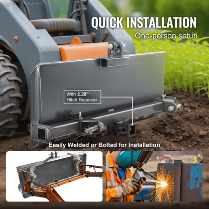 Universell 3-punkts kompaktlastarplatta, 3/8" fästplatta för kompaktlastare, monteringsplatta för kompaktlastare i stål, adapter för lastare, kompatibel med Deere, Kubota, Bobcat, Mahindra kompaktlastare och traktorer