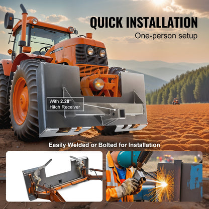 1/4" fästplatta för kompaktlastare, monteringsplatta för kompaktlastare med 2,28" dragkroksfäste, snabbfäste för lastare, kompatibel med Deere, Kubota, Bobcat, Mahindra kompaktlastare och traktorer