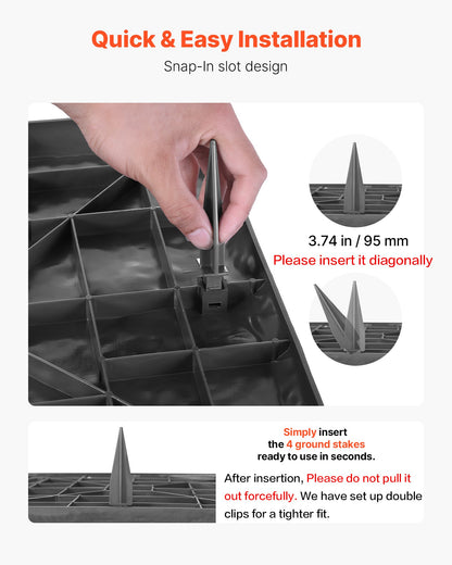 Trädgårdsstenar, 4 st 39,5x39,5 cm dekorativa stenar med pålar, väderbeständiga plastgångstenar, slät yta, utomhusgångväg för gräsmatta, uteplats, grå