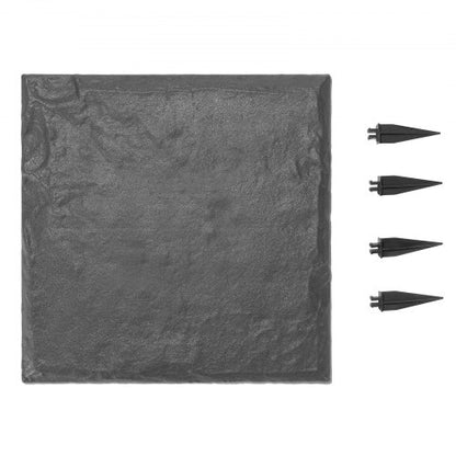 Trädgårdsstenar, 8 st 39,5x39,5 cm, Dekorativa stenar med pålar, Väderbeständiga plastgångstenar, Slät yta, Gångväg för utomhusbruk, Gräsmatta, Terrass, Landskap, Grå