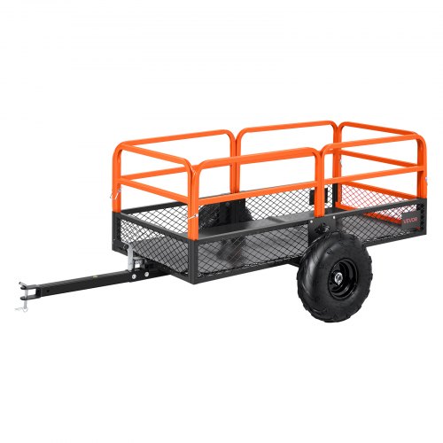 Garden Utility Trailer, 22 Cu. Ft. & 725 kg, ATV UTV Trailer, Tow Behind Steel Dump Trailers, Removable Rear Panel, Heavy Duty Pull Behind Yard Trailers for Lawn Mower Tractor Garden Waste