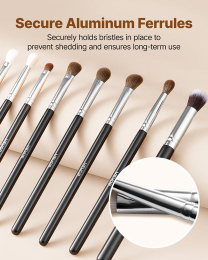 34-delars sminkborsteset, professionellt borstkit för foundation, ögonskugga, concealer och rouge - med mjuka borst, ergonomiskt trähandtag, resevänligt fodral ingår