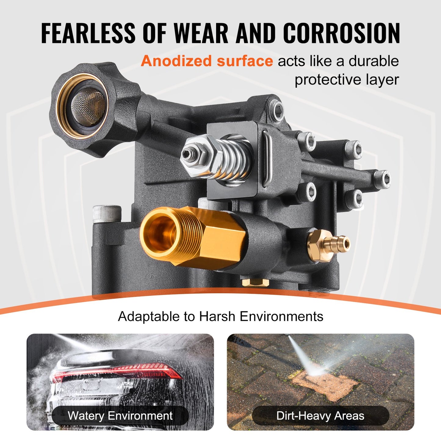 Högtryckstvättspump, 19 mm (3/4") axel horisontell, 241 bar (3500 PSI), 9,5 l/min (2,5 GPM), reservsats för högtryckstvättspumpar med 5 munstycken, hårdvara och sifonrör, kompatibel med Simpson, Honda, Troy-Bilt, Generac