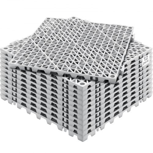 Sammankopplande dräneringsmatta 30,5 x 30,5 cm PVC halkfria golvplattor 12-pack