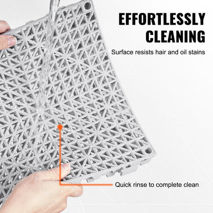 Interlocking Drainage Floor Mat 30.5 x 30.5 cm PVC Non-Slip Floor Tiles 12 Pack