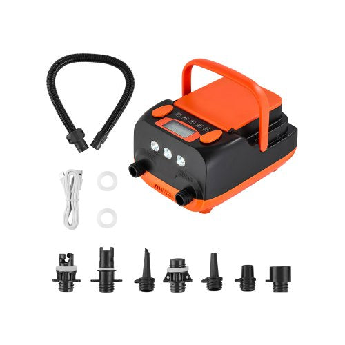 20PSI paddelbrädspump, laddningsbart batteridriven, tvåstegs uppblåsning och tömning SUP-luftpump med automatisk avstängning, 12V DC bilkontakt och LED-lampa, perfekt för uppblåsbara båtar, tält och madrasser