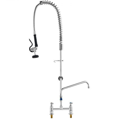 Kommersiell kran med förspolningsmunstycke, 112 cm höjd, 20 cm mitt, 30 cm svängbar pip, däckmonterad köksblandare, mässingskonstruktion med neddragbar dusch, för 1/2/3-facks diskho