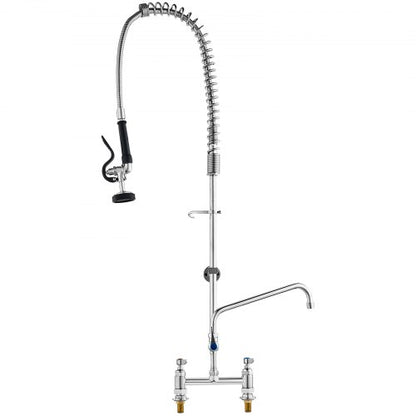 Kommersiell kran med förspolningsmunstycke, 112 cm höjd, 20 cm mitt, 30 cm svängbar pip, däckmonterad köksblandare, mässingskonstruktion med neddragbar dusch, för 1/2/3-facks diskho