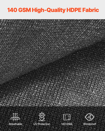 90 % solskyddsduk, 10 x 10 fot pergolaskydd med rostfria stålöljetter, solskyddstak med insynsskydd av 140 GSM HDPE-material, för utomhusbruk, uteplats, trädgård och bakgård (svart)