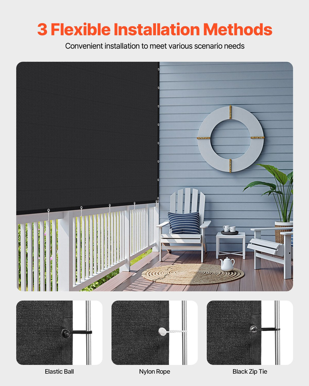 90 % solskyddsduk, 10 x 10 fot pergolaskydd med rostfria stålöljetter, solskyddstak med insynsskydd av 140 GSM HDPE-material, för utomhusbruk, uteplats, trädgård och bakgård (svart)