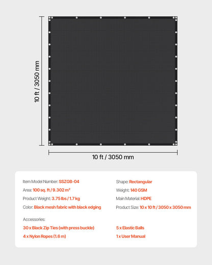 90 % solskyddsduk, 10 x 10 fot pergolaskydd med rostfria stålöljetter, solskyddstak med insynsskydd av 140 GSM HDPE-material, för utomhusbruk, uteplats, trädgård och bakgård (svart)