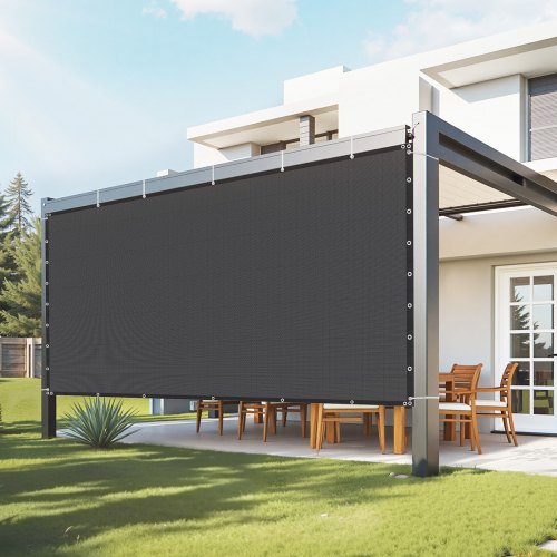 90% Sun Shade Cloth, 8 x 12 ft Pergola Shade Cover with Stainless Steel Grommets, Sun Shades Canopy Privacy Screen with 140 GSM HDPE Material, for Outdoor, Patio, Garden, and Backyard (Black)