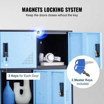 Metal Locker for Employees, 9 Doors Storage Cabinet with Card Slot, Employee Lockers with Keys, 66lbs Loading Capacity office Storage Lockers for Office, Home, School, Gym, Black