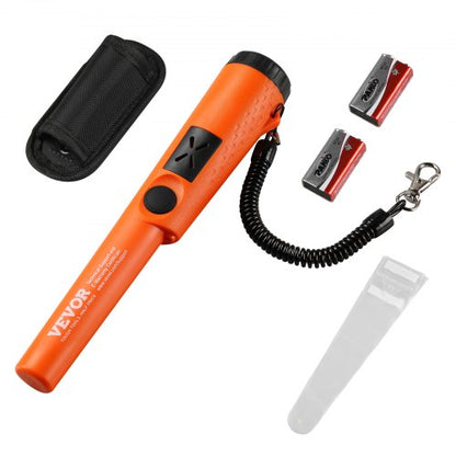Metalldetektor med pinpointer, delvis vattentät handhållen pinpointerstav, 50 mm/1,96 tums detekteringsdjup, 3 lägen, skattjaktssond med hölster, vattentät väska och 9V-batteri, för vuxna och barn
