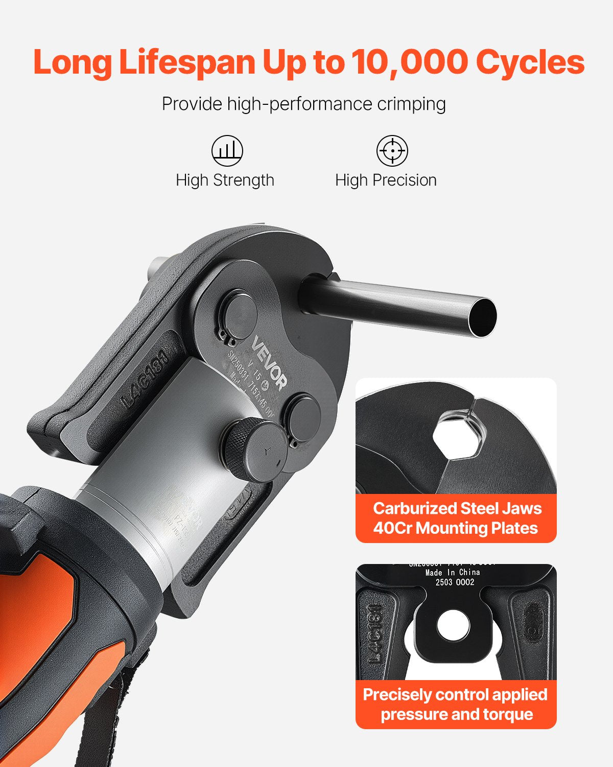V15 Pressback, 15 mm pressback för V-formade rostfria rör, höghållfasta pressbackar i karburerat stål, kompatibel med standardpressverktyg