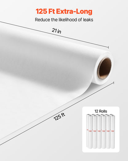 Undersökningsbordspapper, 21" x 125 ft Crepe Barrier Cover Rolls (12 st), Engångslakansöverdrag för sängbord, Perfekt för spa, daghem, läkare, kiropraktorer, undersöknings- och massagebord, Vit