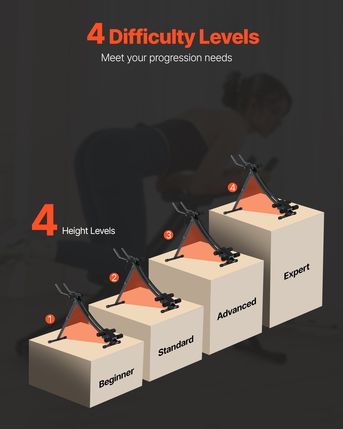 Magträningsmaskin, Magträningsutrustning för hemmagym, Core- och magtränare för kvinnor, 440 lbs viktkapacitet styrketräningsmagcruncher, hopfällbar justerbar fitnessträningsmaskin