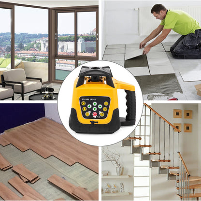 Roterande lasernivå Grön stråle 500 m räckvidd Lutningsjusterbar 360° rotation Noggrannhet med fjärrkontroll Mottagare Bärväska