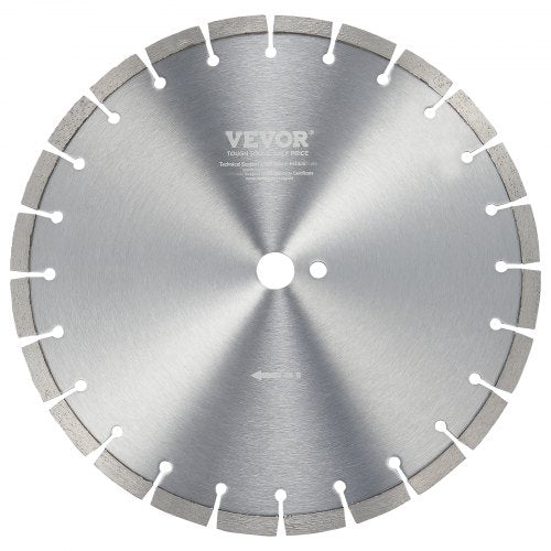 Diamantklinga, 14 tum/350 mm betongsågklinga för vått eller torrt bruk, 0,47 tum/12 mm diamantsegmentklinga med platt tänder, universal 1 tum/25,4 mm centrumhålsdiameter, för betong, cementskiva, kakel, tegel