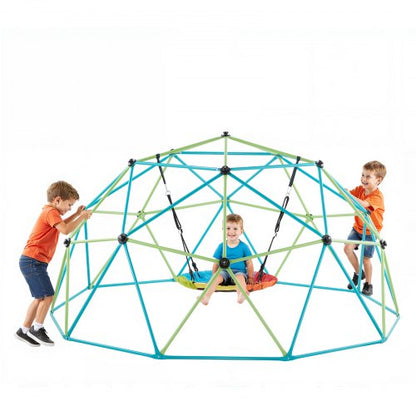 Klätterkupol, 305 cm geometrisk kupolklättrare med fatgunga, 453 kg belastning för barn, klätterställning för utomhusbruk, enkel montering för klättergård för pojkar och flickor 3 till 10 år