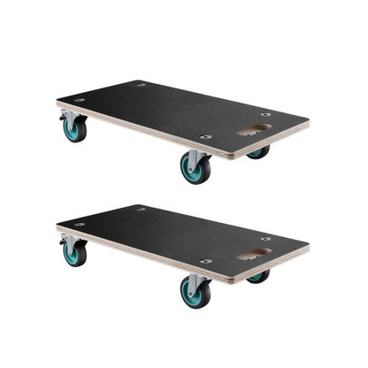 Möbelvagn, 225 kg lastkapacitet, möbeltransportvagnar med 4 tysta TPR-hjul, rektangulär multifunktionell platt vagn för piano, möbler, soffa, tvättmaskin, kylskåp, 2-pack, svart