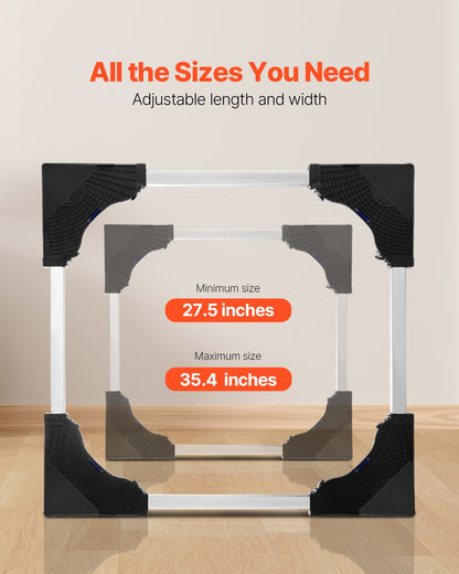 Mobil kylstativ, 1100 lbs lastkapacitet, tvättmaskinstativ med 8 låsbara dubbelhjul och 4 bromsar, 27,5-35,4 tum justerbar möbelvagn för tvättmaskin, kylskåp och torktumlare