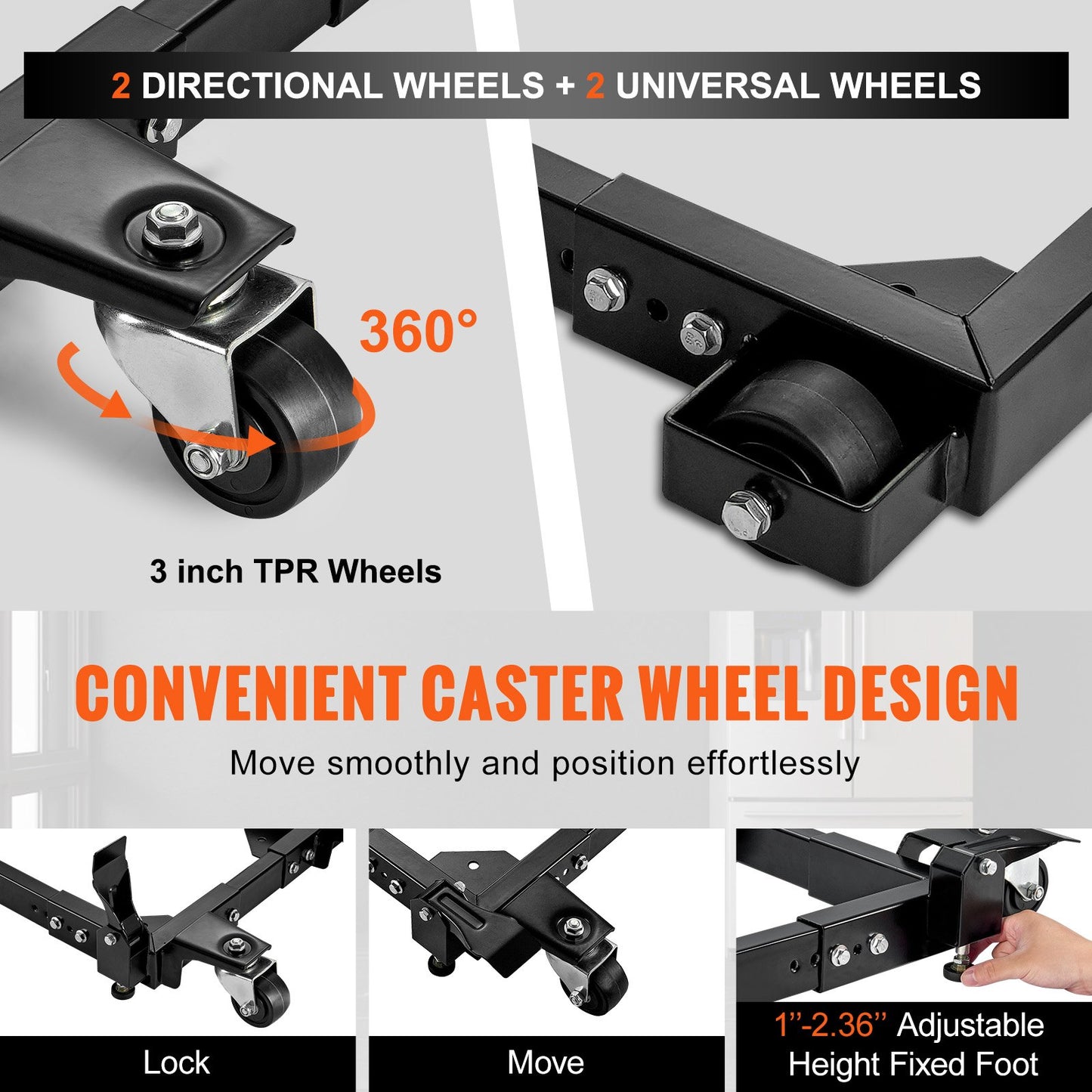 Mobile Base, 1500 lbs Capacity, Adjustable from 18" x 24" to 26.5" x 31.5", Heavy Duty Universal Mobile Base Stand with Swivel Wheels, for Woodworking Equipment, Bandsaw, Power Tools, Machines