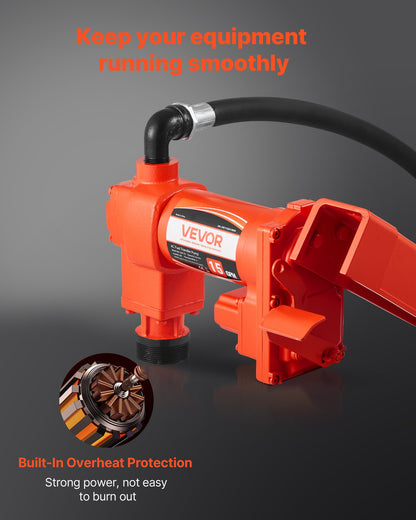 Bränsleöverföringspump 230V, 15 GPM 57 L/min, AC elektrisk oljeöverföringspump, 8 ft/2,4 m max sughöjd, 37 ft/11,28 m max lyfthöjd, överhettningsskydd, för bensin, diesel, fotogen, biodiesel, etanol
