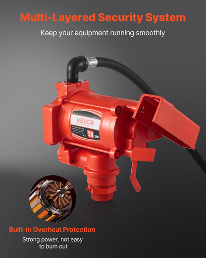 Bränsleöverföringspump 230V, 20 GPM 76 L/min, AC elektrisk oljeöverföringspump, med automatisk avstängning av bränslemunstycke och utloppsslang, högflödessats för bensin, diesel, fotogen, biodiesel, etanolblandningar