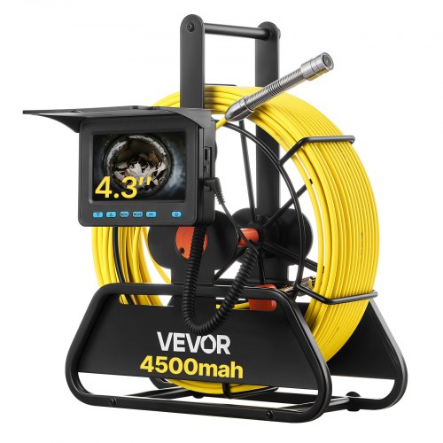 Sewer Camera, 30m Drain Inspection Camera, IP68 Waterproof Snake Plumbing Cameras with Lights - 6 Adjustable LEDs, 4500mAh Battery & 16GB Card for Sewer Line Duct Pipes